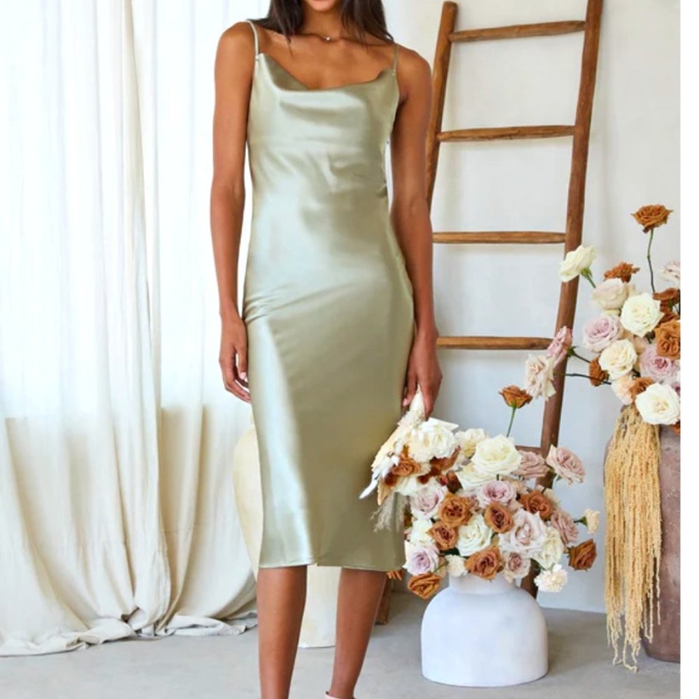 BIRDY GREY lisa satin midi dress NWT size L